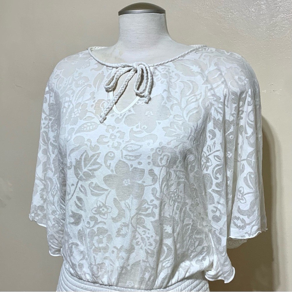 EUC Express White Lightweight Sheer Bohemian Top Size Small